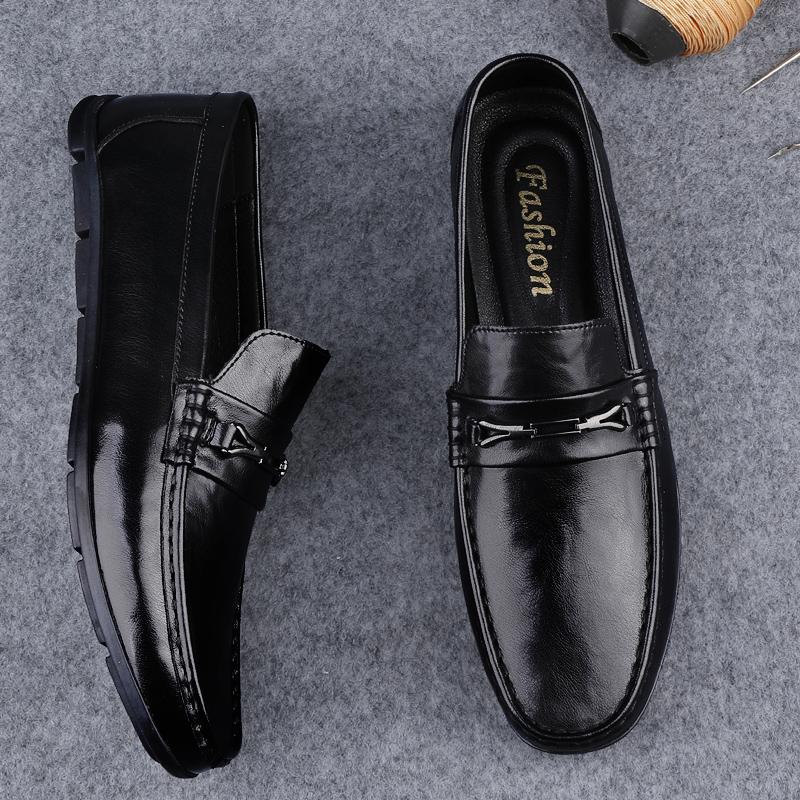 Fashion Men's Genuine Leather Loafers Handmade Men Driving Shoes Simple Moccasins Casual Male Business Shoes Leisure Walk Slip On Flats