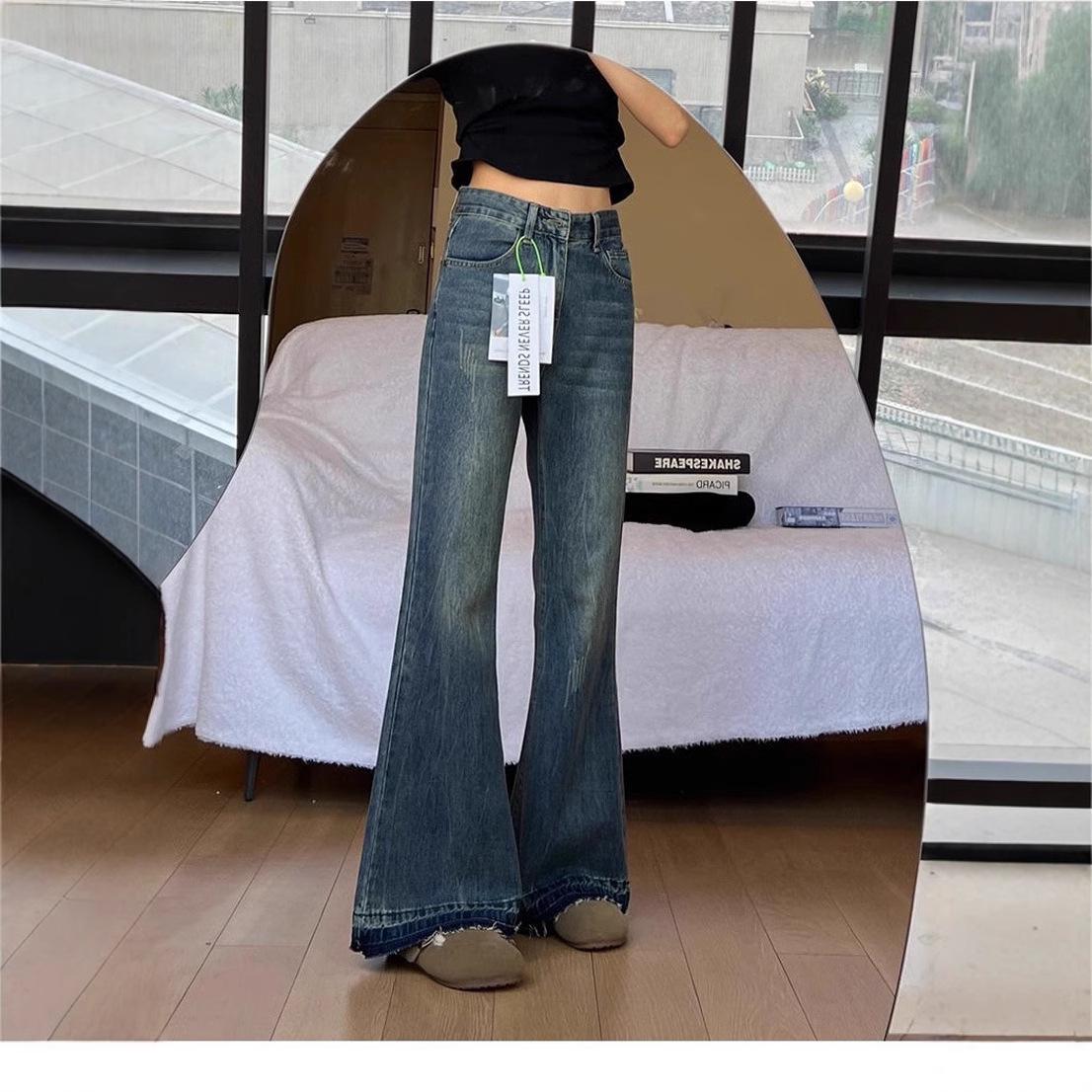 

Women s Retro High-Waist Tie-Dye Flared Denim Pants XXL