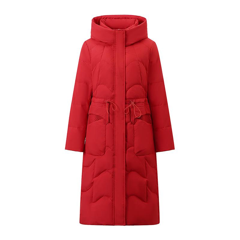 Brand over-knee long down jacket for women's winter middle-aged mother, waist, thin and warm casual versatile jacket