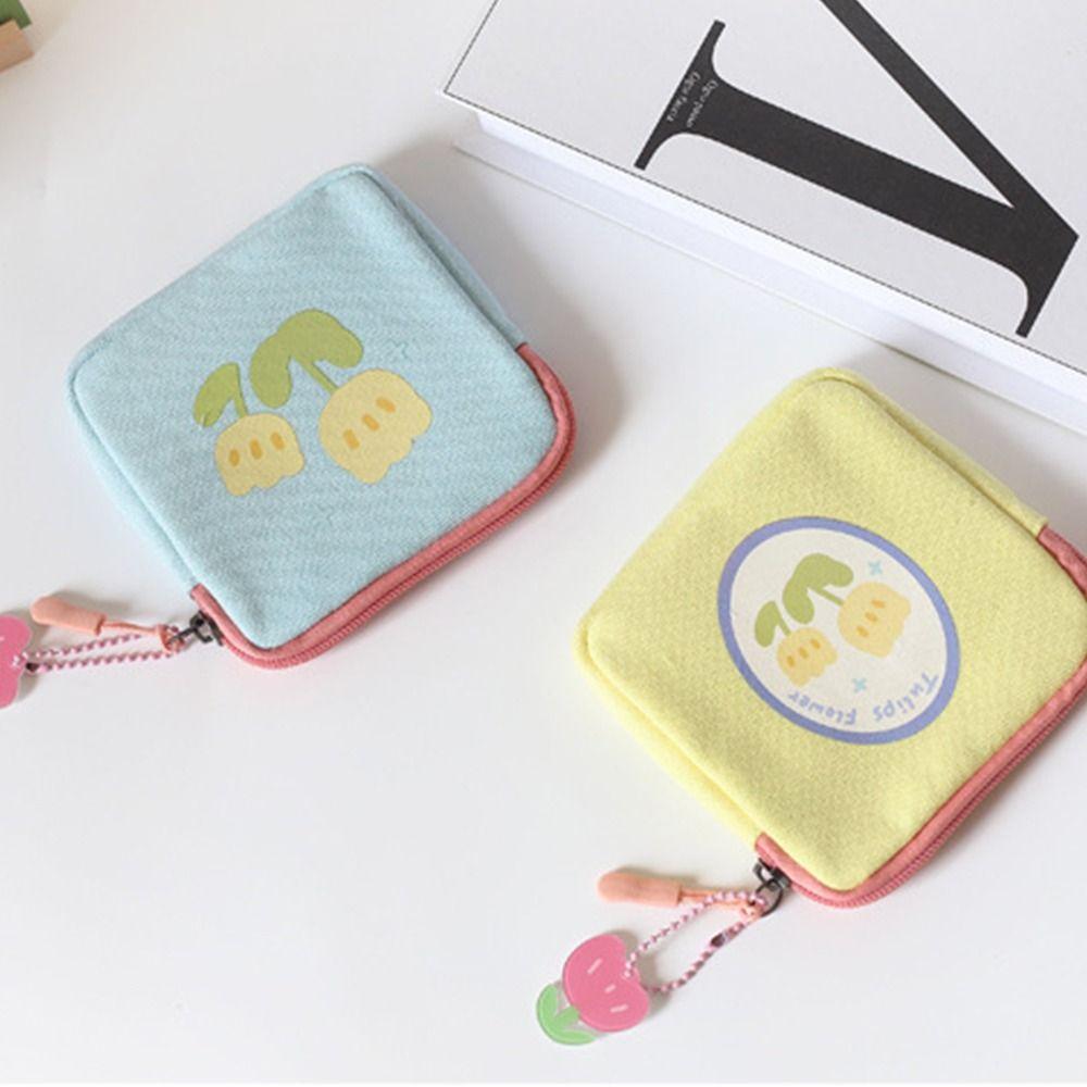Napkin Storage Bag Coin Money Bags Women Change Storage Bag Lipstick Cosmetic Bag Tulip Coin Purse