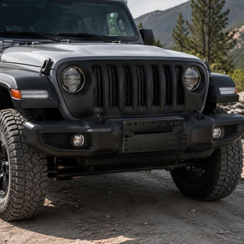 Carbon Steel Front Number Plate Bracket with Slotted Mounting Holes for Front-End License Plate and LED Light Bar