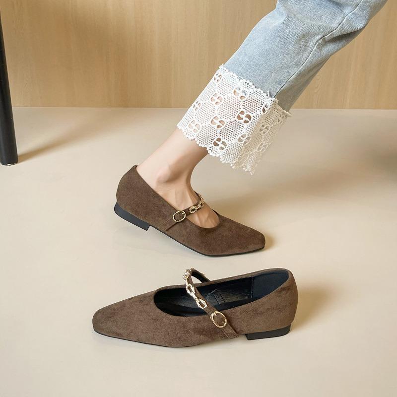 Women's Shallow-mouthed, One-button, Soft-soled, Commuter Flat Single Shoes