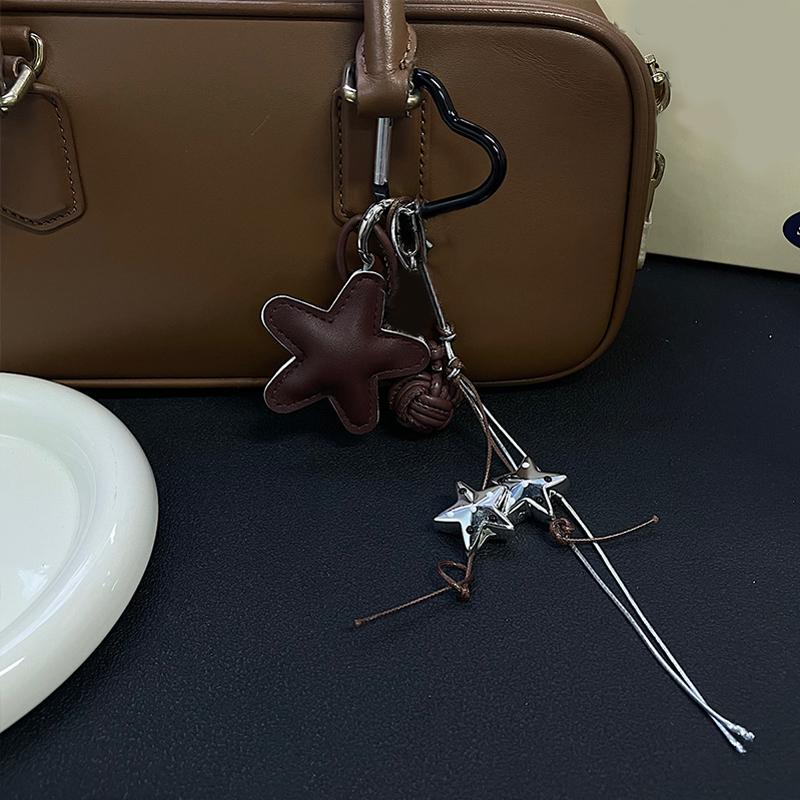 Bag Charm Simple PU Leather Star Phone Lanyard Backpack Decor Ornament Bag Hanger Chain for Women Accessory