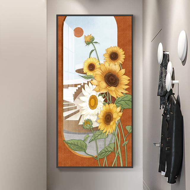 Nordic Sunflower Canvas Painting Flower Landscape Posters Plant Leaves Prints Living Room Porch Decoration Wall Art Cuadros