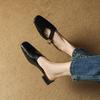 Slippers Women's Xiaoxiangfeng New Soft Leather Bag Head Half Slippers Women's Summer Wear Medium Heel Versatile Square Head High Heels Sandals