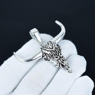 Bøffelskal Vedhæng, 925 Sterling Sølv Håndlavet Vedhæng, Antikt Vedhæng, Vintage Kædevedhæng Halskæde, Jubilæumsgave Til Kærlighed