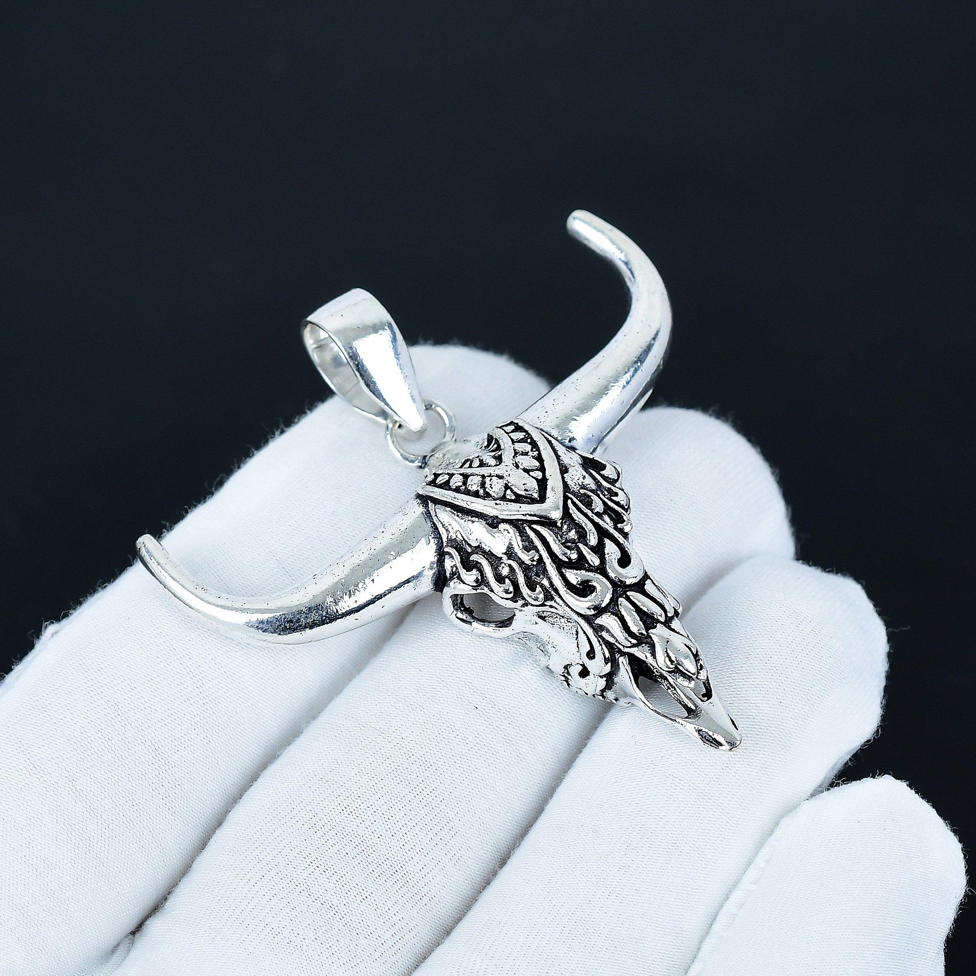 

Подвеска Череп Буйвола, Подвеска из Стерлингового Серебра 925 ручной работы, Антикварная Подвеска, Винтажная Цепочка-Подвеска, Подарок на Юбилей для Любви 4.5 Cm серебряный