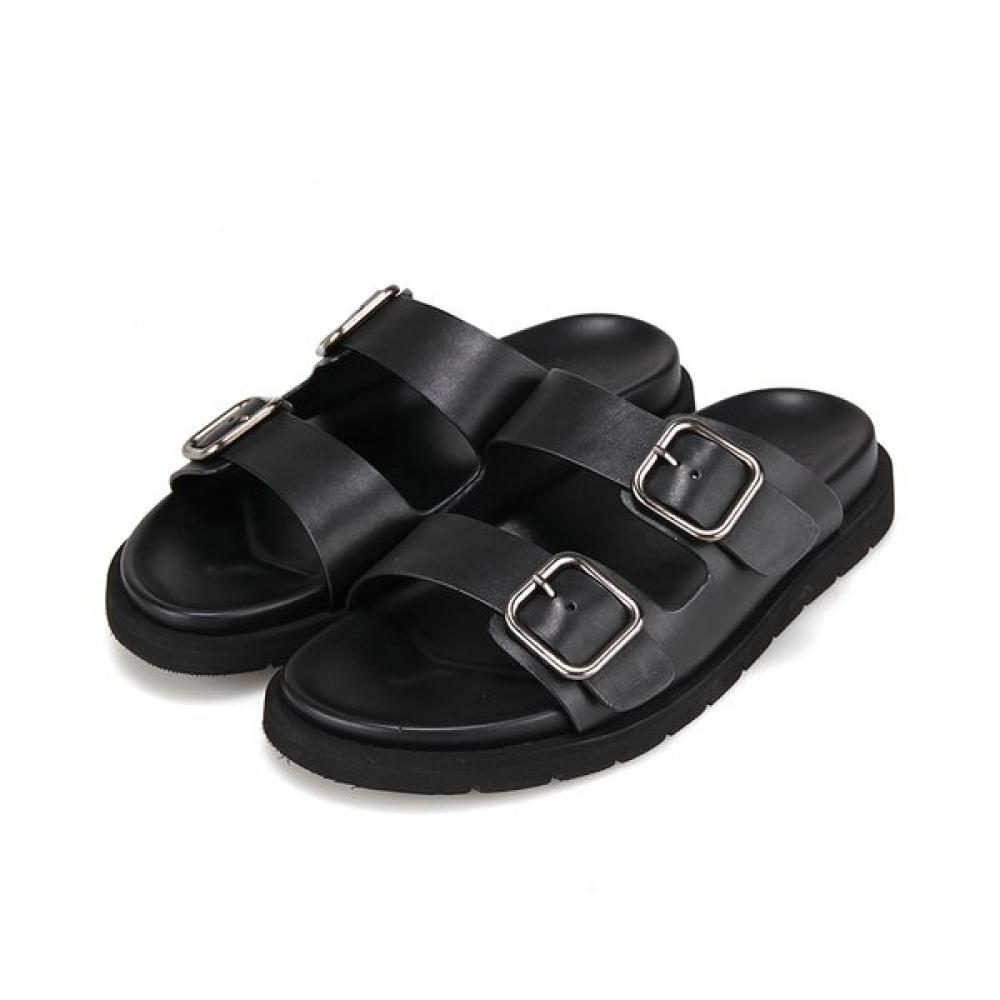 Barbara Leather Men S Mule Slide Buckle Decoration 1.5cm 2 colorS Bmi303 255/01.black