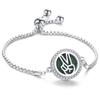 Crystal Rhinestone Aromatherapy Tree of Life Bracelet - Adjustable Titanium Steel with Essential Oil Compartment.
