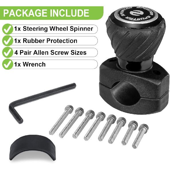Spurtar Steering Wheel Knob, Universal Car Suicide Knob Power Handle Spinner Fit For Steering Wheel, Cars, Semi Truck, Forklifts, Tractors, Boat, And