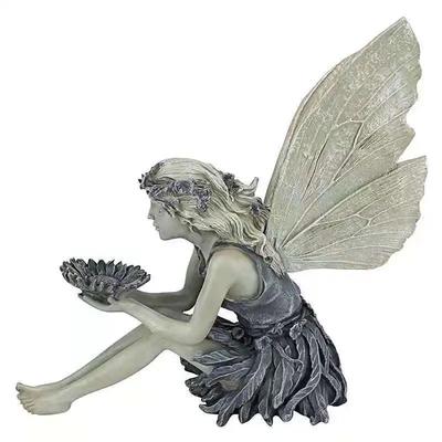 Socha víly Pryskyřice Ornament Zahradní dekorace Soška anděla Pokojná modlitba Dívka Socha Řemeslo Retro Stolní Ornament