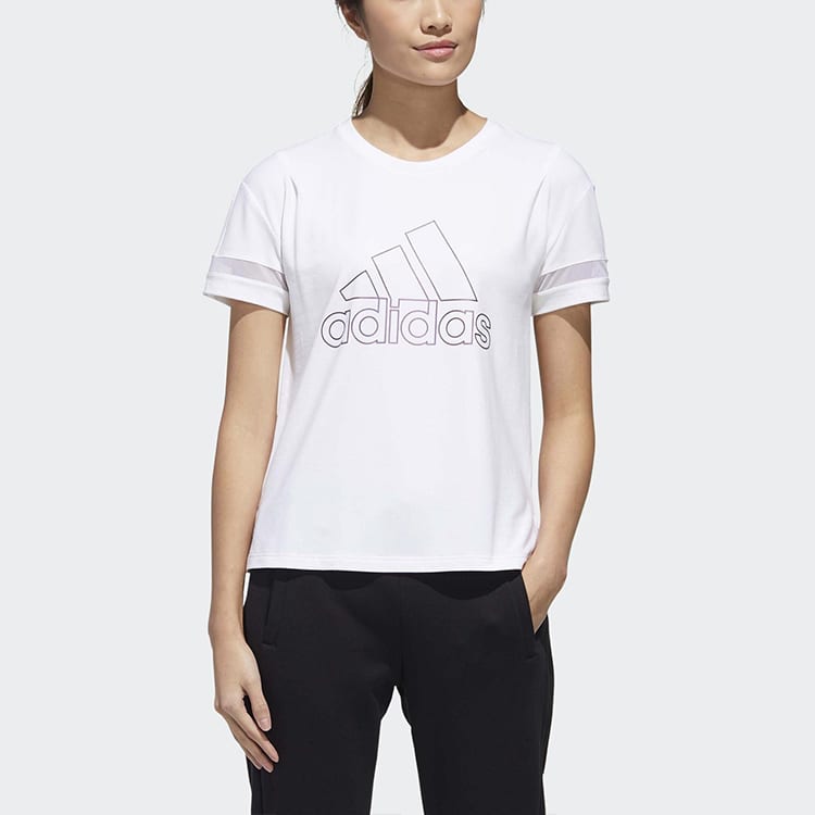 Adidas T Shirts Women's White Crew Neck Moderate Straight Fit GJ9022