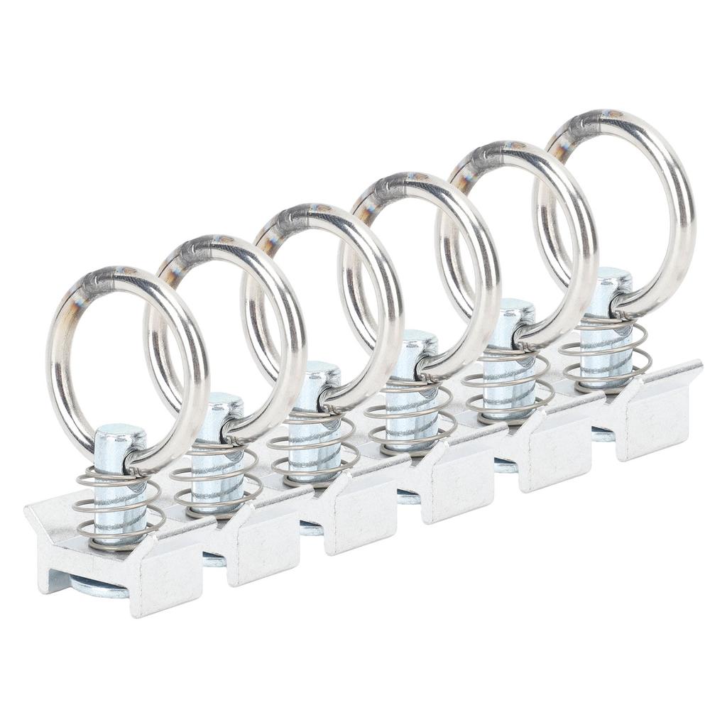 6 SZT. Pojedynczy element mocujący do szyny L z okrągłym pierścieniem, stal nierdzewna, aluminium, element mocujący do kontroli ładunku