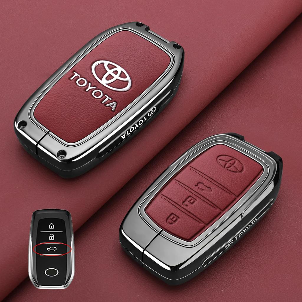 Zinc Alloy Leather Car Key Case Cover Shell for Toyota CHR Hilux Fortuner Land Cruiser 200 Camry Corolla Crown RAV4 Highland