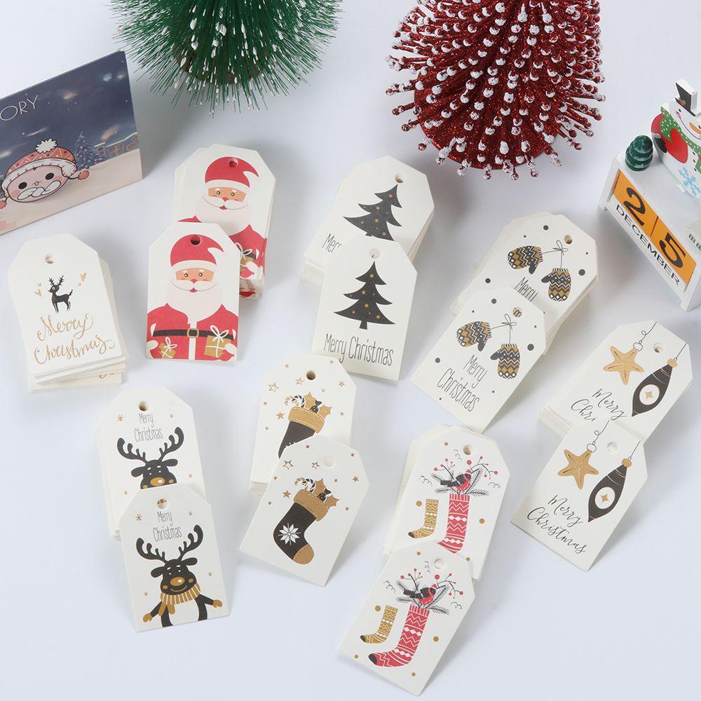 50PCS Party Cards Xmas Decoration Kraft Paper Hang Tags Gift Wrapping Christmas Labels Kraft Tag