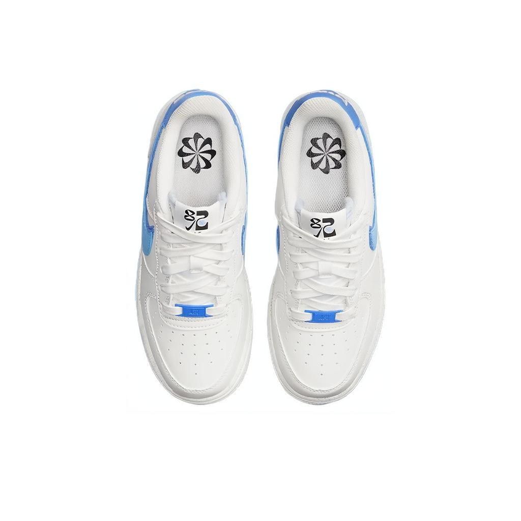 New Nike Air Force 1 Low 82 Double Swoosh White Medium Blue GS DQ0359-100