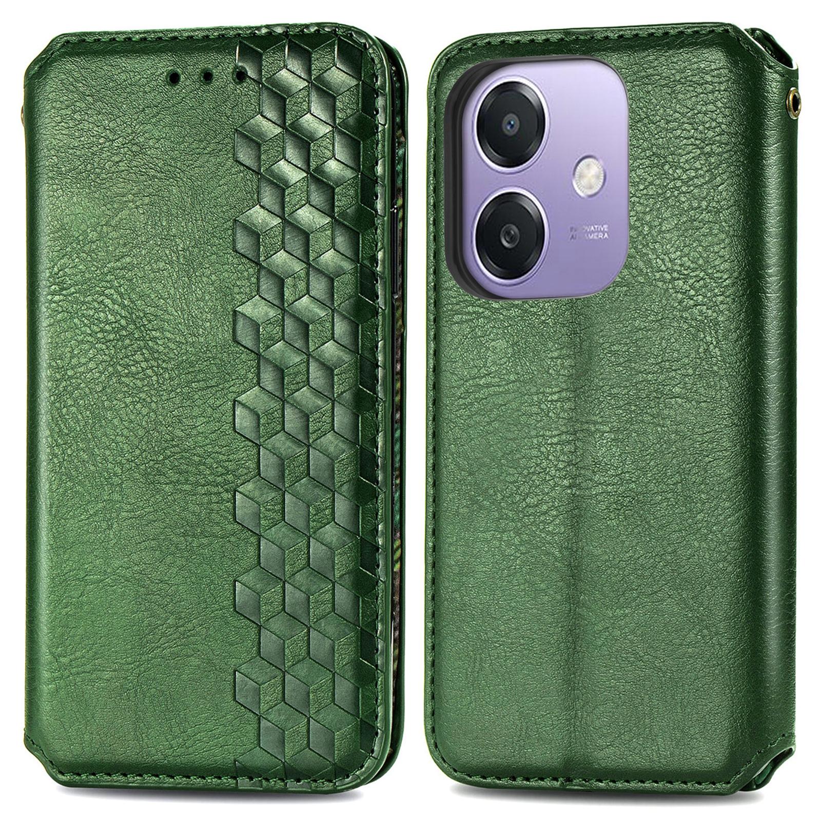 For Oppo A3x 4G/5G Case Rhombus Imprint PU Leather Wallet Phone Cover C