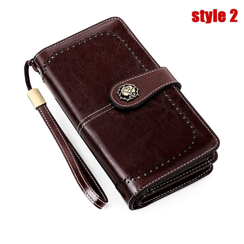 Vintage RFID Retro Genuine Leather Women's Long Clutch Wallet