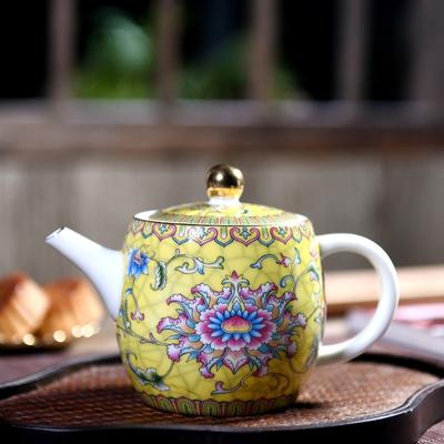 Czajnik w kolorze emalii Jingdezhen, ceramiczny zestaw do herbaty kung fu, ręcznie malowany biały porcelanowy zaparzacz do herbaty, czajnik z uchwytem