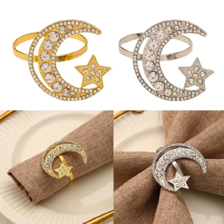 6 Pieces Moon and Star Napkin Rings Alloy Material Napkin Rings Napkin Buckles