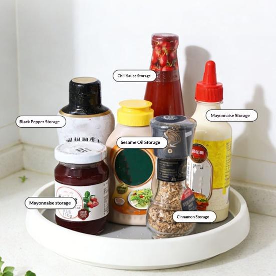 Rotating Seasoning Bottle Organizer Spinning Kitchen Countertop Storage Tray Spice Bottle Carousel for Cabinet Pantry Organization