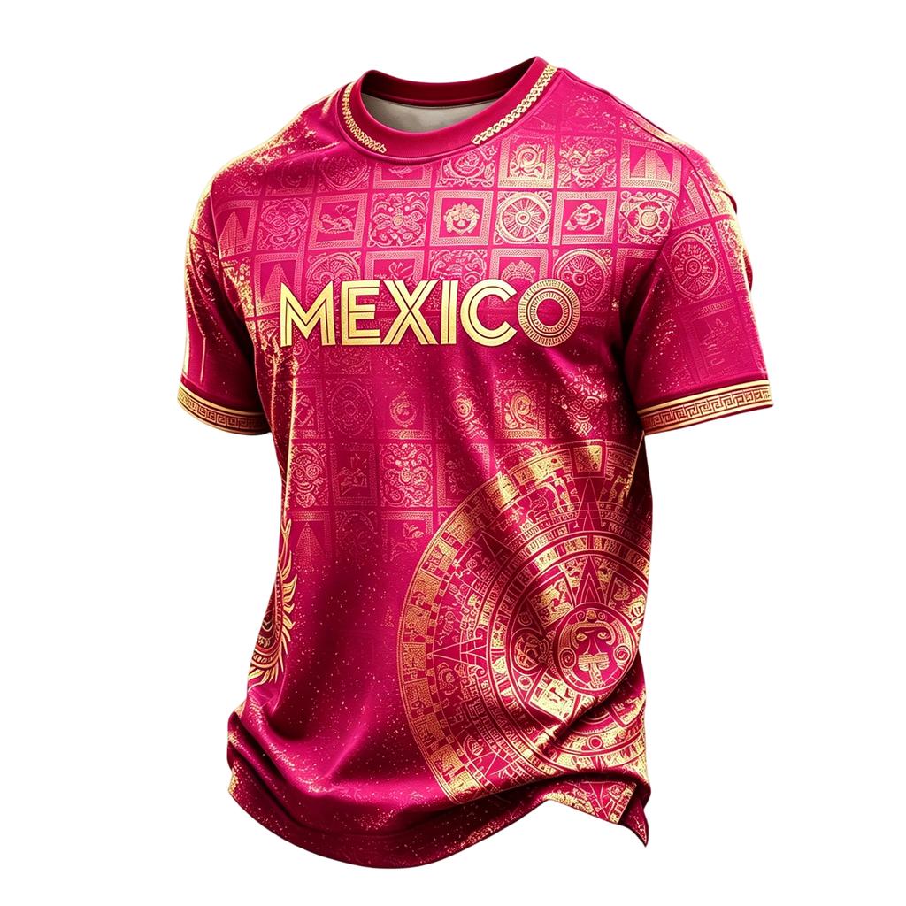 Men's Graphic Print Short Sleeve T-Shirt Round Neck Lightweight Breathable Soccer Mexico Design for Casual Wear