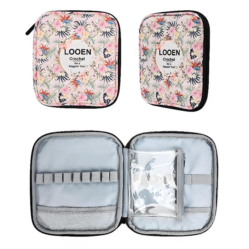 

Набор для ручного вязания с цветочным узором, Крючок для вязания, Водонепроницаемая сумка для хранения на молнии, Сумка для хранения с принтом для рукоделия, Сумка для хранения набора спиц для джемпера