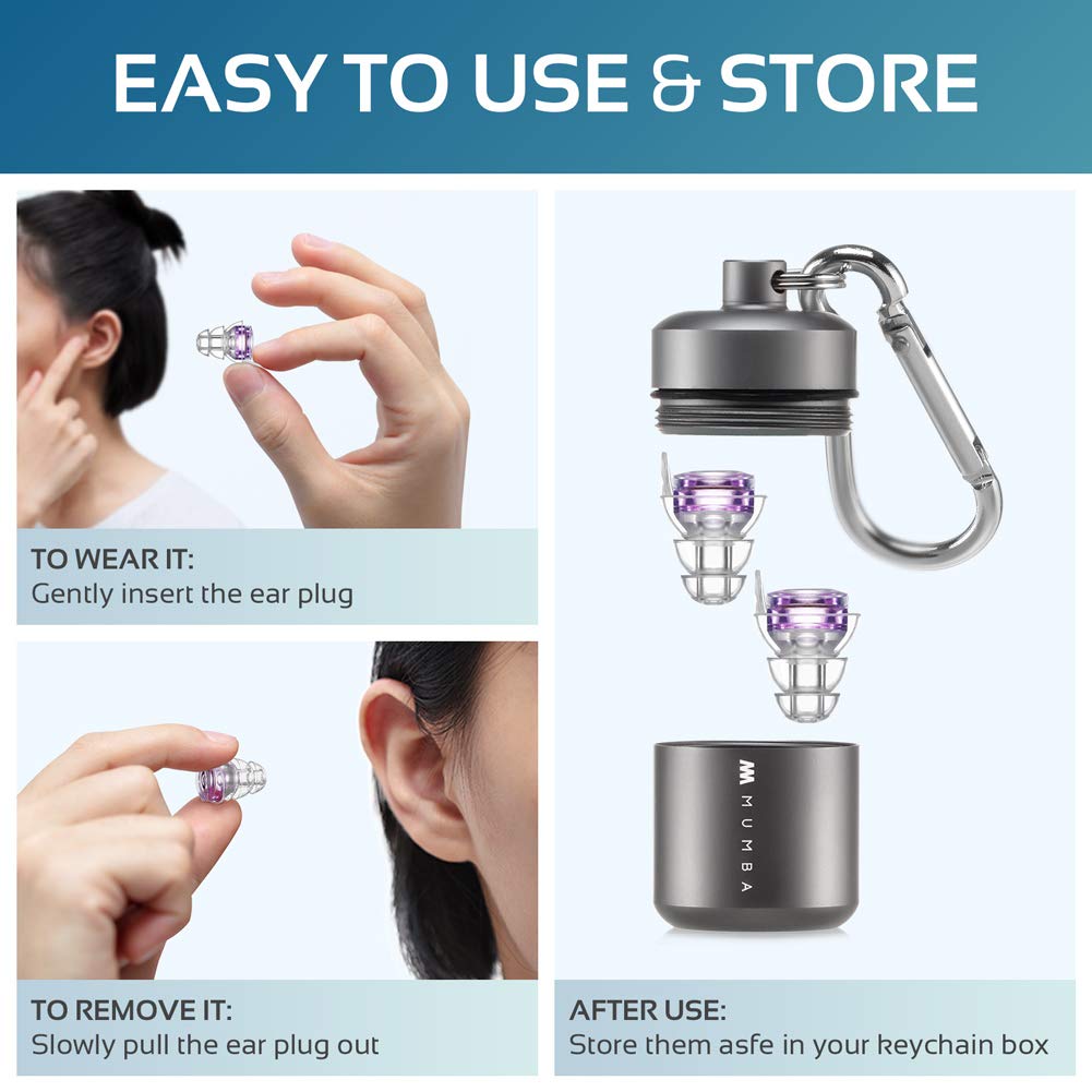 MUMBA High-Fidelity Konzert-Ohrstöpsel für Musiker, 24dB Filtertechnologie, Aufbewahrungsbox inklusive, 2er-Set