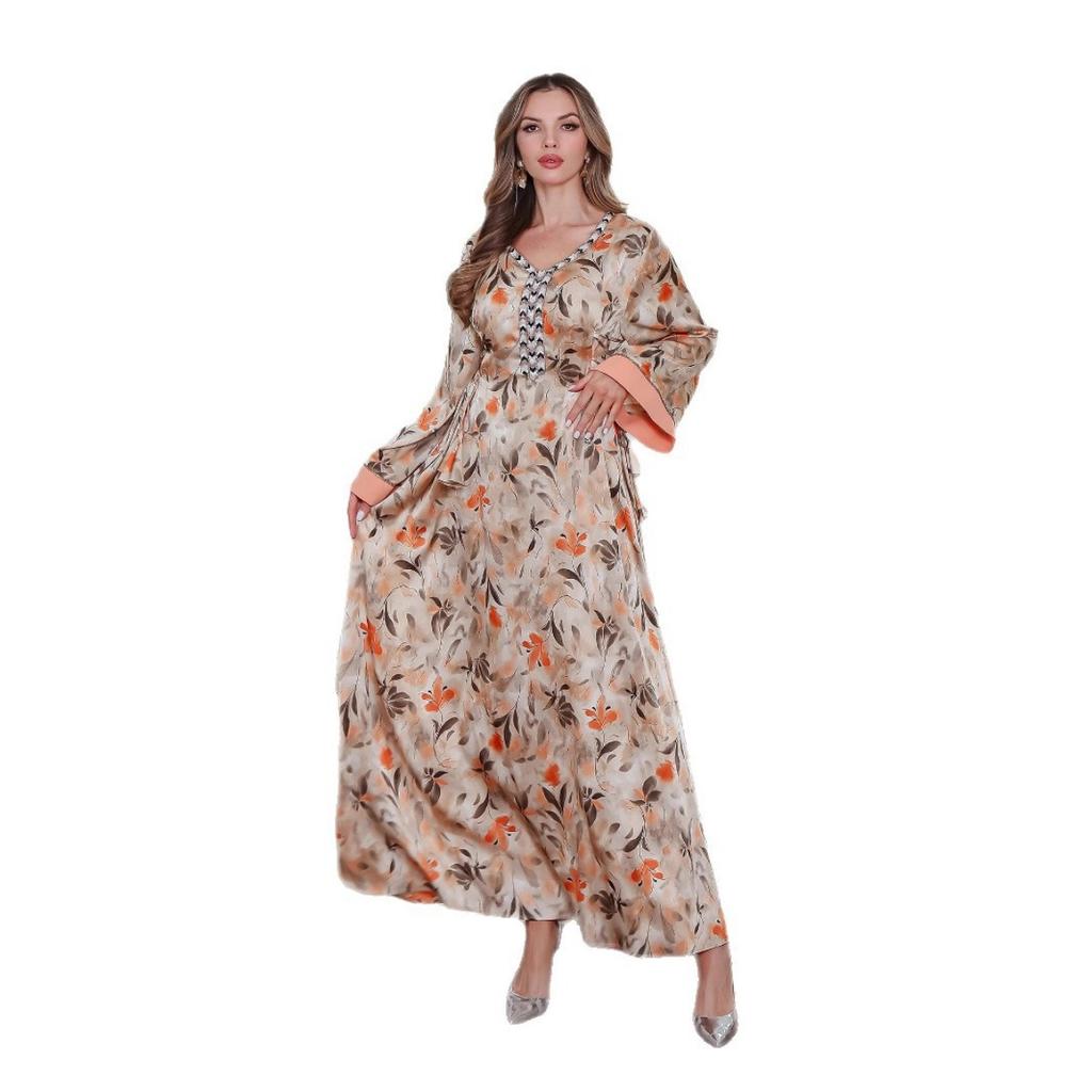 Summer New Elegant Comfortable Long Dress Satin Print Maxi Dress