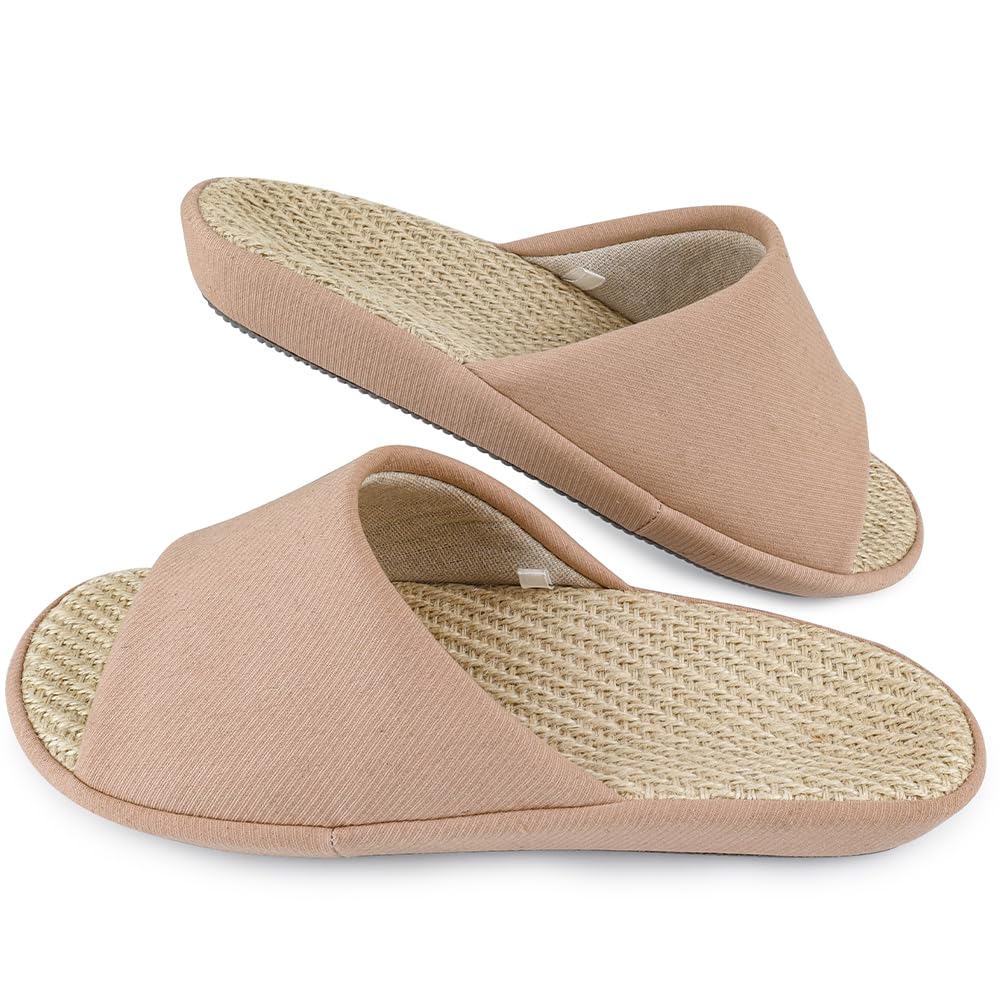 

Slippers for indoor for room indoor jute x Japanese for men and memory foam [YAKIDA] use, summer, lightweight, linen, washable, shoes, shoes, Natural рожевий