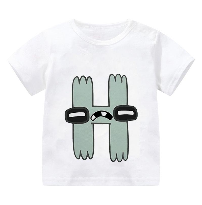 New Alphabet Lore T Shirt Print Cartoon Casual Summer Children Short-sleeved Anime T-shirt Kids Clothes Boy Game Series T Shirt