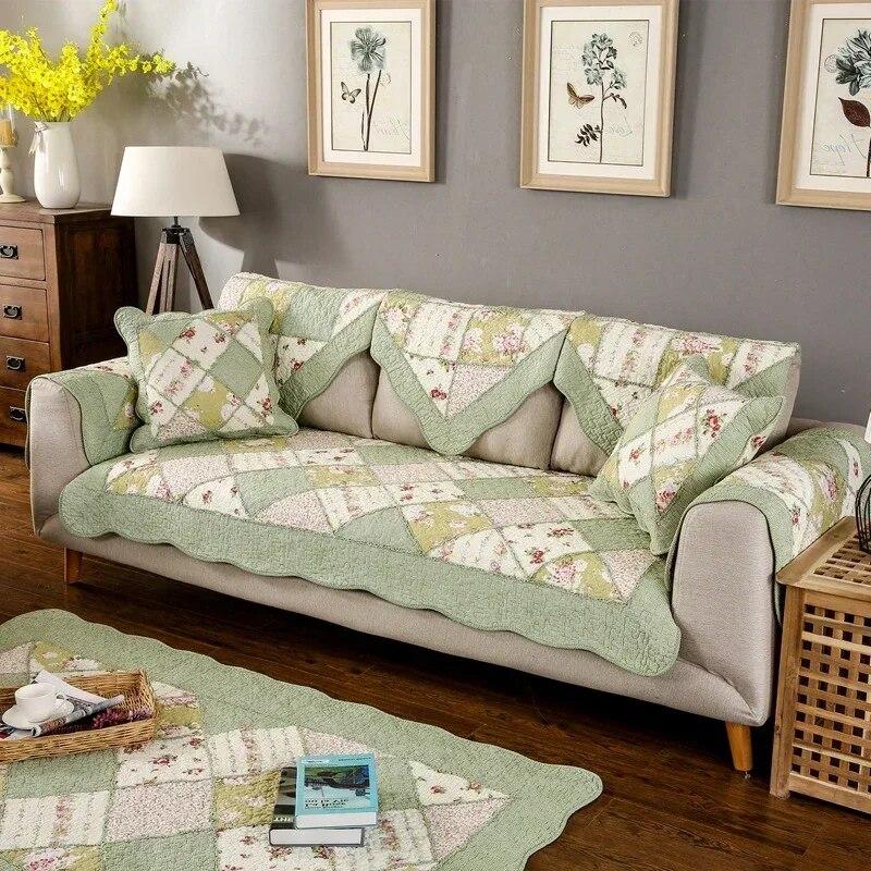 Gird Anti Slip Sofa Cover Cushion Machine Washable Modular Fashionable Sofa Mat Fresh Small Floral Sofa Cushion Cover