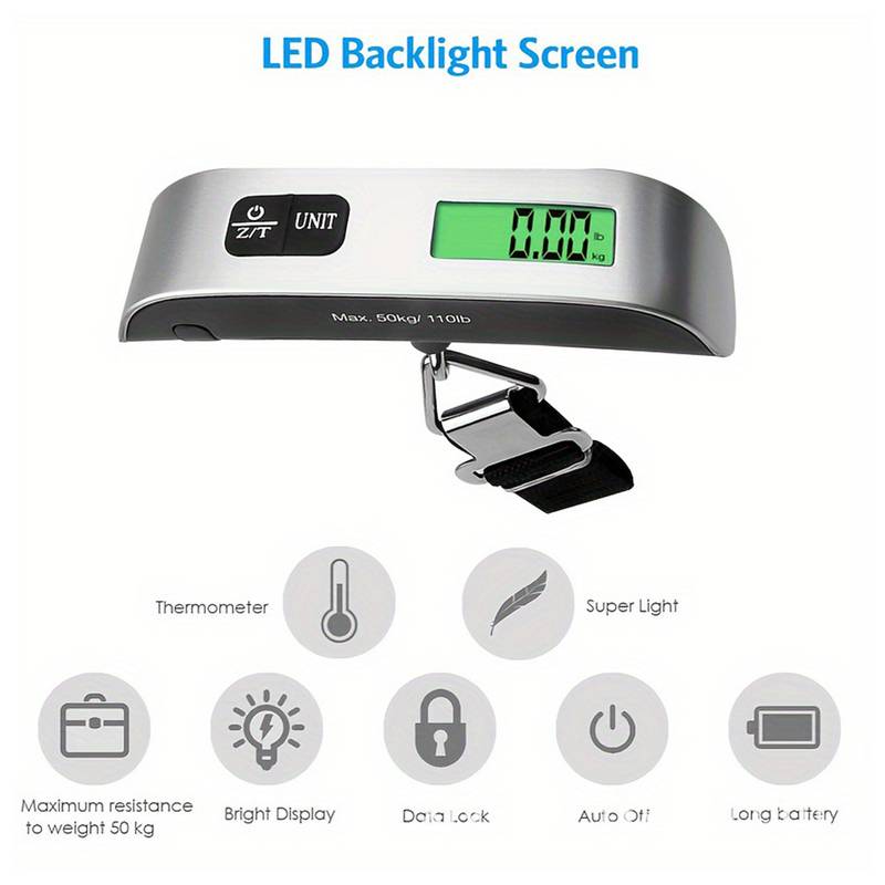 Portable Digital Luggage Scale Digital LCD Display 110lb/50kg Electronic Suitcase Travel Weighs Baggage Bag Weight Balance Tools