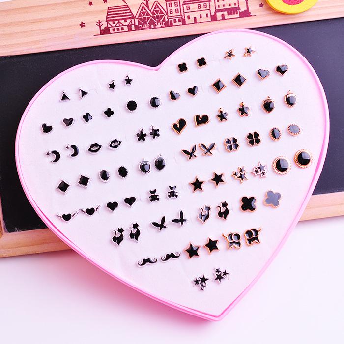 Women's Heart Stud Earrings Set in Acrylic Resin - Boxed Jewelry Accessory