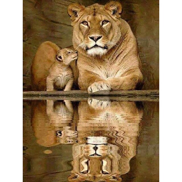 5D DIY Dog Diamond Painting Animal Cartoon Full Drill Square Round Tiger Cat Diamond Art Embroidery Cross Stitch Home Decoration