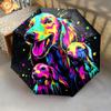1 PC Automatic Folding Umbrella - Colorful Dogs Artwork Pattern, Portable & Foldable Design with 8 Ribs, Christmas Birthday Gifts