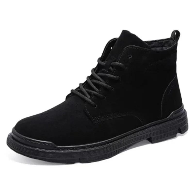 New Warm Men Shoes High Top Work Boots Outdoor Fashion Warm Snow Anti Slip Shoes Travel Comfortable Wear-Resistant 2026