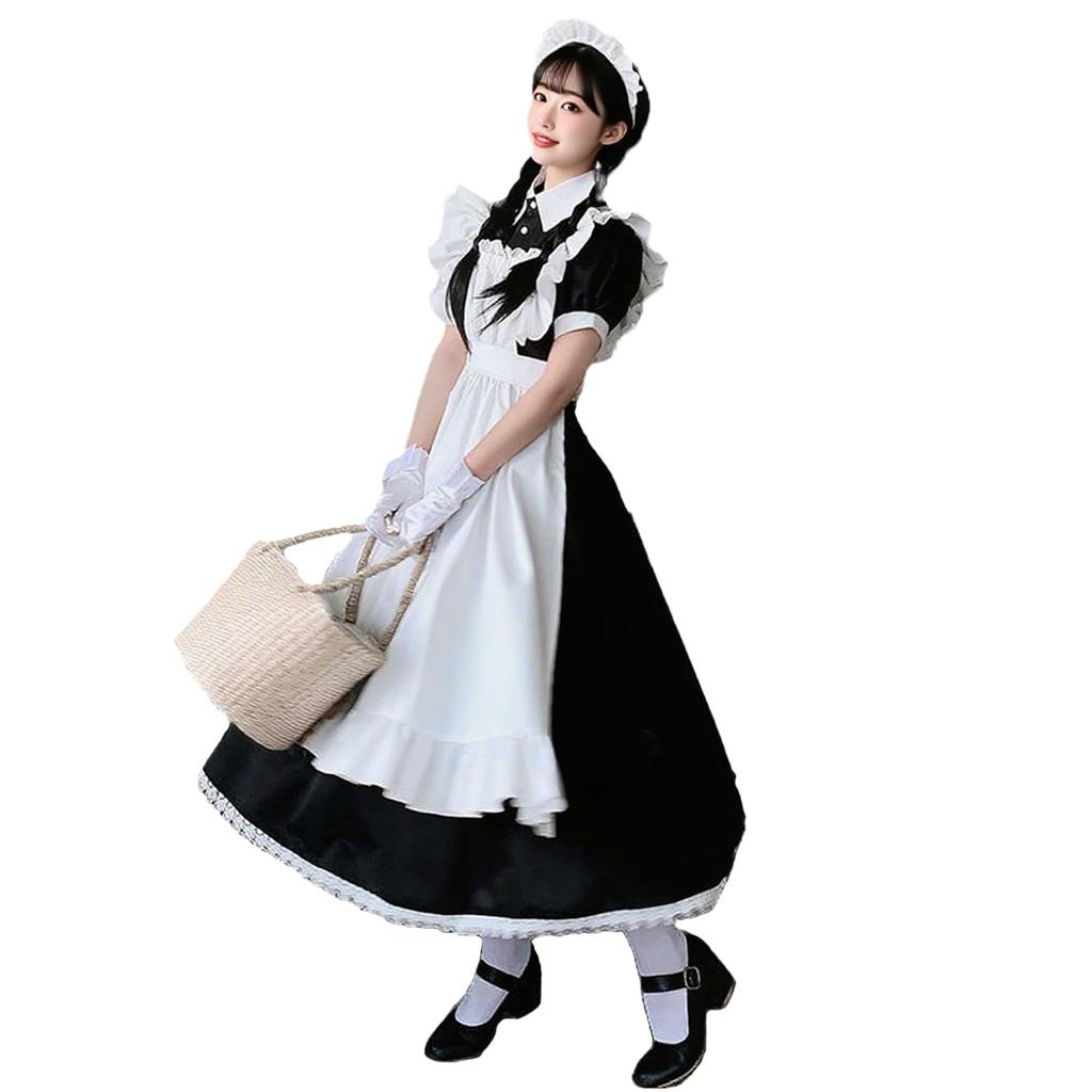 GEAHOL Klassisk Lang Stuepike Britisk Kort Cosplay Gotisk Djevel Skole Kulturell Stuepike Foto Kafé Uniform Størrelse Antrekk, Stil, Ermer, 4-delt Sett,