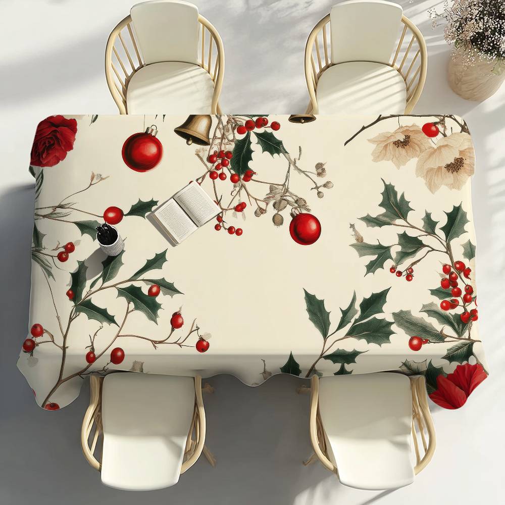 Christmas Pattern Design Table Cloth Party Decor Dining Room Home Kitchen Patios Waterproof Stain-Proof Table Cloth