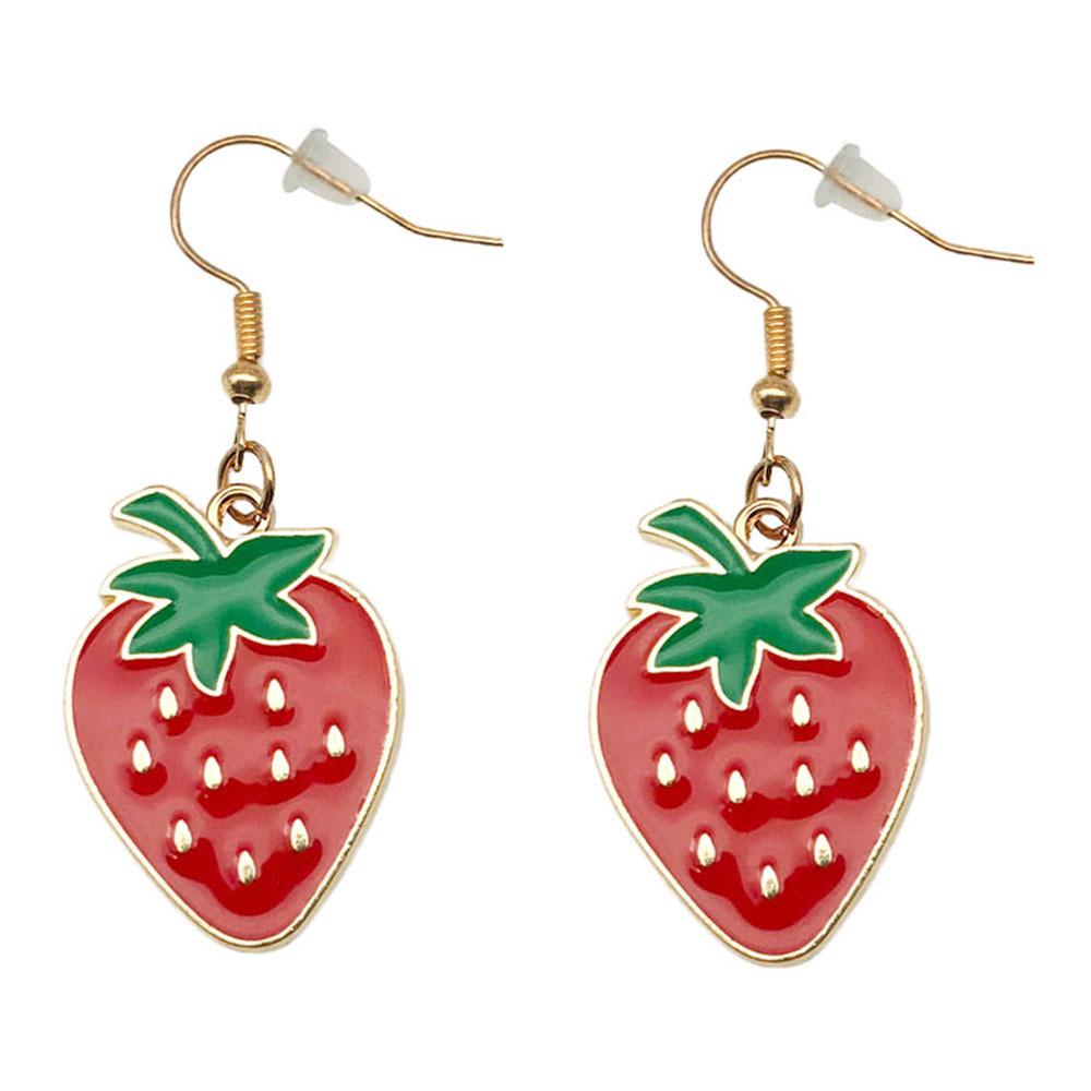 INS Style Summer Fresh Fruit Earrings - Korean Oil Drop Strawberry Design