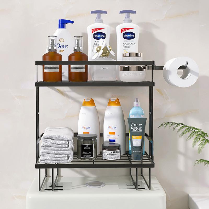 toilet rack, bathroom wall hanging non-punching storage rack, bathroom multi-functional water tank double-layer storage rack