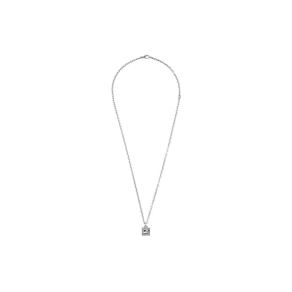 Gucci Square G Cross Pendant Sweater Chain Vintage Distressed Matte 925 Silver Necklace Unisex necklace 552768-J8400-0811