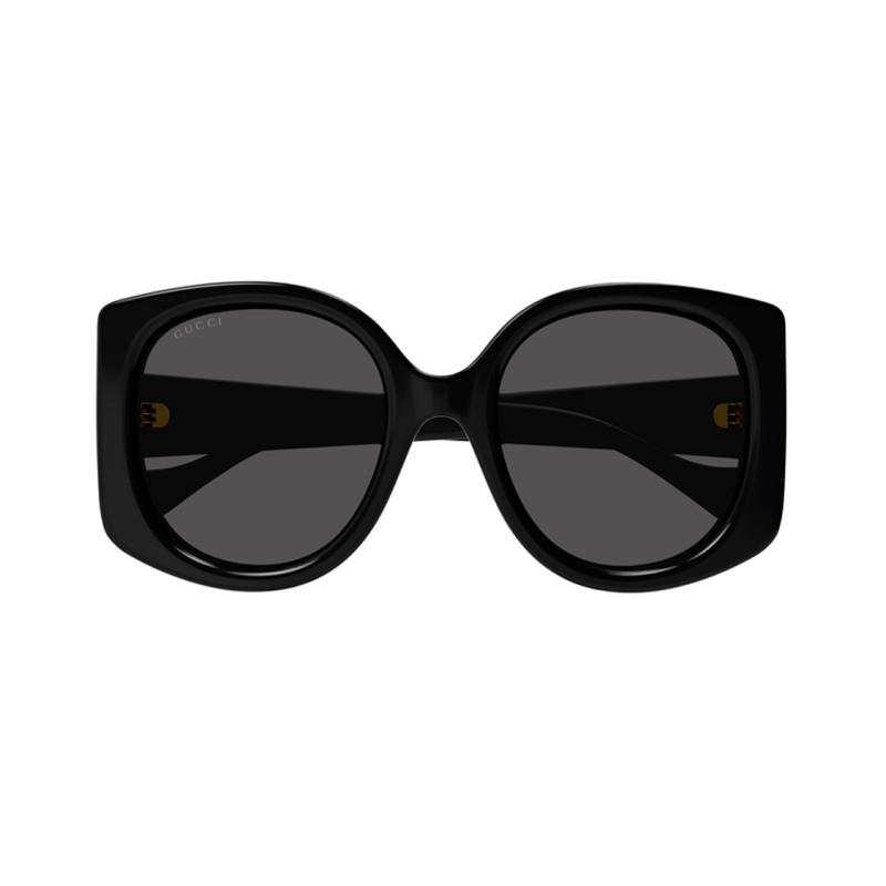 GUCCI Grey Lenses Plate Frame Irregular Sunglasses Women's Black