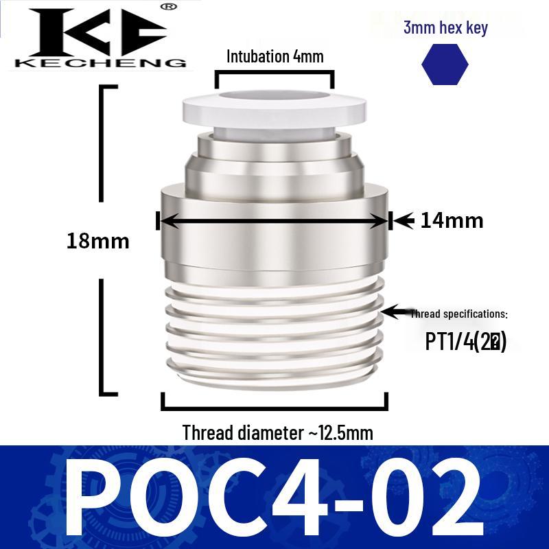 Micro Pneumatic Quick Connector with Internal Hex Thread: POC3/4/6/8-M3/M5/01/02