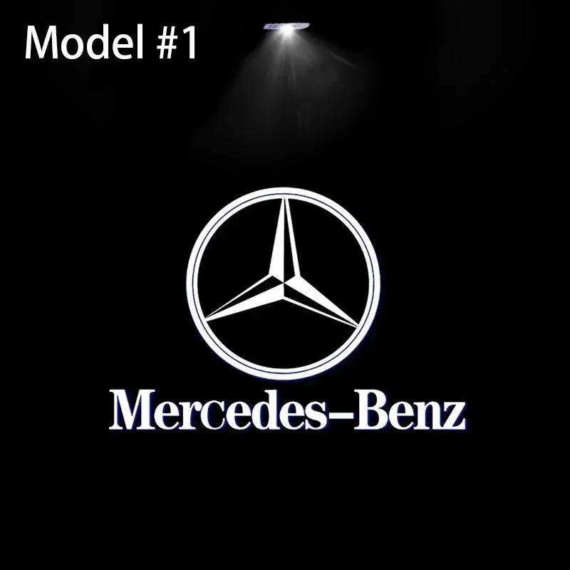 

For Mercedes Benz AMG W205 C300 W203 W206 W108 W124 W126 W140 W168 W169 2Pc LED Car Styling Welcome Door Lights Emblem Accessory