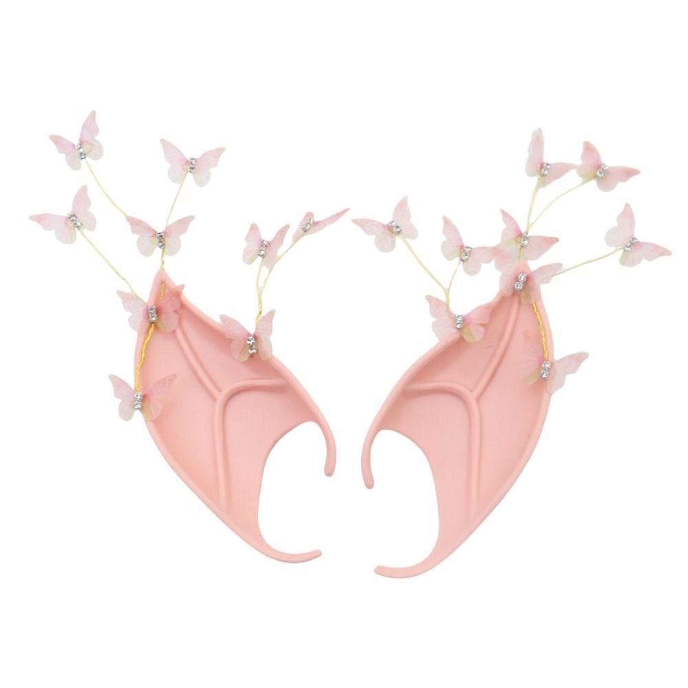 Cosplay Halloween False Ears Forest Butterfly Latex Ear Cuff Jewelry Halloween Elf Ears Dress Up