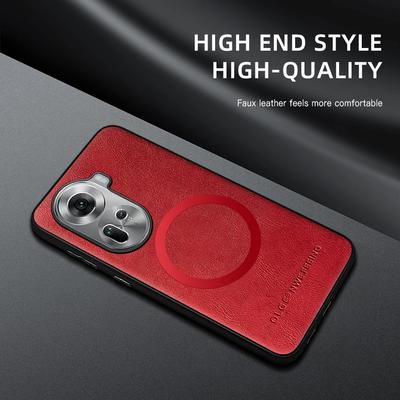 Für OPPO Reno 11 11 Pro PU-Leder Magnetischer Ring Weiche Kante Anti-Drop Anti-Fingerabdruck Handyhülle