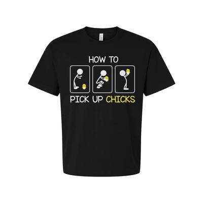 How To Pick Up Chicks Funny Graphic Unisex T Shirt With Chicks Emoji Illustratio