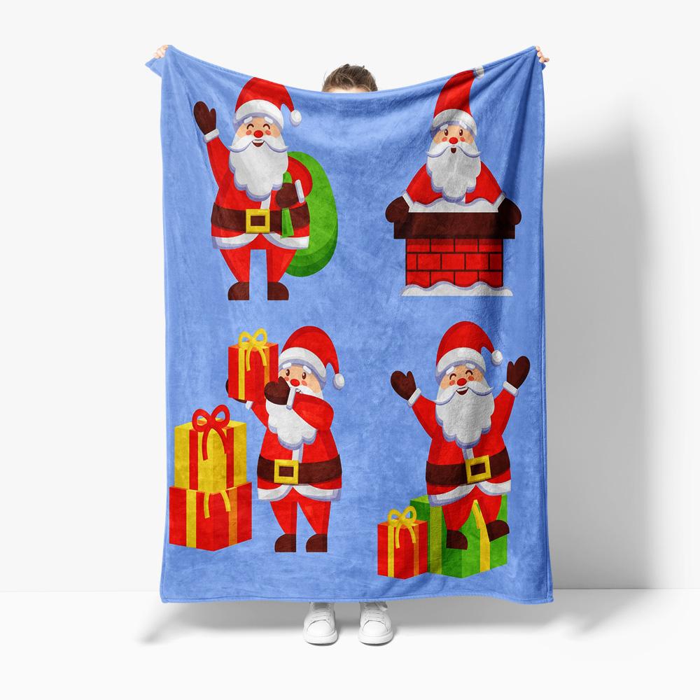 Cozy Christmas Throw Blanket Soft Flannel Reindeer Santa Claus Festive Holiday Home Decor Gift Idea Winter Warm Comfort