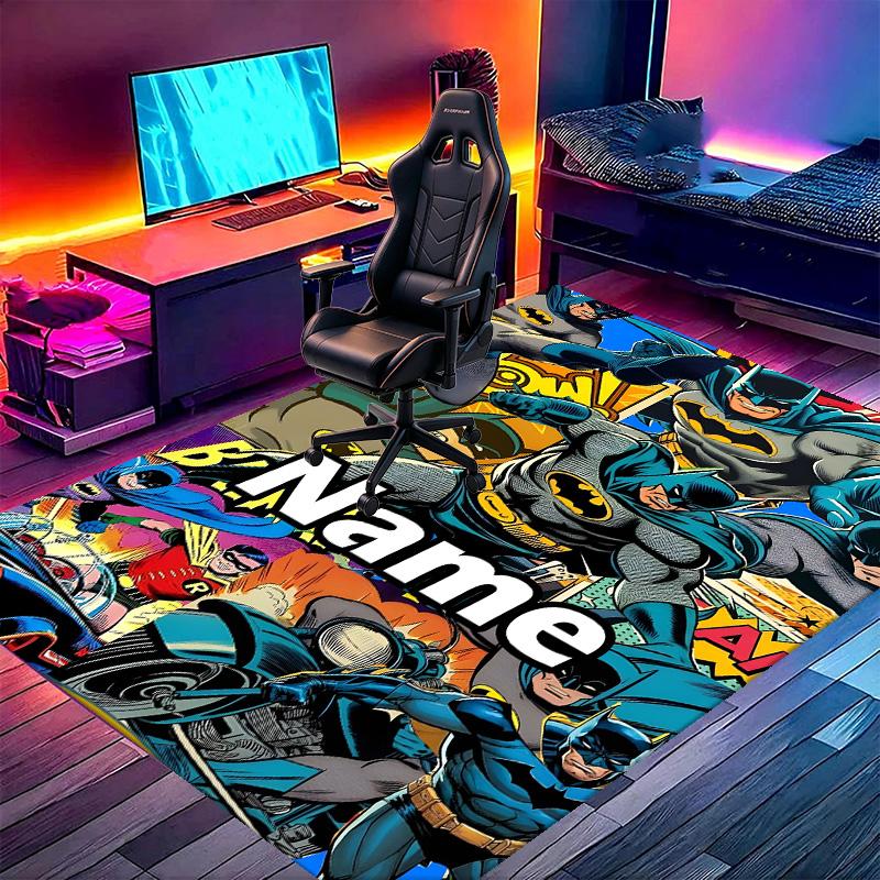 Custom Name Personalized Batman Print Carpet, Versatile Home Decor Rug, for Playroom, Apartment, Balcony, Entryway, Hallway Gift